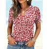 image:imageANRABESS Womens Short Sleeve V Neck Tops Summer Casual TShirts Blouses 2026 Spring Trendy Beach Vacation ClothesRed White Floral
