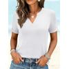image:imageANRABESS Womens Short Sleeve V Neck Tops Summer Casual TShirts Blouses 2026 Spring Trendy Beach Vacation ClothesWhite