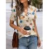 image:imageANRABESS Womens Short Sleeve V Neck Tops Summer Casual TShirts Blouses 2026 Spring Trendy Beach Vacation ClothesYellow Multicolored Floral
