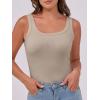 image:imageANRABESS Womens Sleeveless Scoop Neck Tank Top Ribbed Fitted Summer Basic Slim Cute Tops 2026Khaki