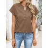 image:imageANRABESS Womens Spring Tops 2026 Short Sleeve Shirts Henley Dressy Casual Blouses V Neck Fashion Tunics Trendy Flowy ClothingBrown