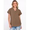 image:imageANRABESS Womens Spring Tops 2026 Short Sleeve Shirts Henley Dressy Casual Blouses V Neck Fashion Tunics Trendy Flowy ClothingBrown