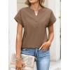 image:imageANRABESS Womens Spring Tops 2026 Short Sleeve Shirts Henley Dressy Casual Blouses V Neck Fashion Tunics Trendy Flowy ClothingBrown