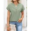image:imageANRABESS Womens Spring Tops 2026 Short Sleeve Shirts Henley Dressy Casual Blouses V Neck Fashion Tunics Trendy Flowy ClothingGreen