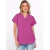 image:imageANRABESS Womens Spring Tops 2026 Short Sleeve Shirts Henley Dressy Casual Blouses V Neck Fashion Tunics Trendy Flowy ClothingHot Pink