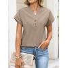 image:imageANRABESS Womens Spring Tops 2026 Short Sleeve Shirts Henley Dressy Casual Blouses V Neck Fashion Tunics Trendy Flowy ClothingKhaki