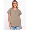 image:imageANRABESS Womens Spring Tops 2026 Short Sleeve Shirts Henley Dressy Casual Blouses V Neck Fashion Tunics Trendy Flowy ClothingKhaki