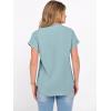 image:imageANRABESS Womens Spring Tops 2026 Short Sleeve Shirts Henley Dressy Casual Blouses V Neck Fashion Tunics Trendy Flowy ClothingLight Green Blue