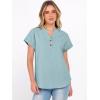 image:imageANRABESS Womens Spring Tops 2026 Short Sleeve Shirts Henley Dressy Casual Blouses V Neck Fashion Tunics Trendy Flowy ClothingLight Green Blue