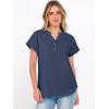 image:imageANRABESS Womens Spring Tops 2026 Short Sleeve Shirts Henley Dressy Casual Blouses V Neck Fashion Tunics Trendy Flowy ClothingNavy Blue