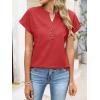 image:imageANRABESS Womens Spring Tops 2026 Short Sleeve Shirts Henley Dressy Casual Blouses V Neck Fashion Tunics Trendy Flowy ClothingRed