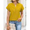 image:imageANRABESS Womens Spring Tops 2026 Short Sleeve Shirts Henley Dressy Casual Blouses V Neck Fashion Tunics Trendy Flowy ClothingYellow