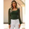 image:imageANRABESS Womens Square Neck Mesh Long Sleeve Tops Double Lined Dressy Business Casual Blouses Shirts 2025 Fall OutfitsArmy Green