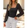 image:imageANRABESS Womens Square Neck Mesh Long Sleeve Tops Double Lined Dressy Business Casual Blouses Shirts 2025 Fall OutfitsBlack