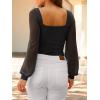 image:imageANRABESS Womens Square Neck Mesh Long Sleeve Tops Double Lined Dressy Business Casual Blouses Shirts 2025 Fall OutfitsBlack