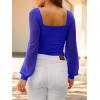 image:imageANRABESS Womens Square Neck Mesh Long Sleeve Tops Double Lined Dressy Business Casual Blouses Shirts 2025 Fall OutfitsRoyal Blue