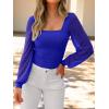 image:imageANRABESS Womens Square Neck Mesh Long Sleeve Tops Double Lined Dressy Business Casual Blouses Shirts 2025 Fall OutfitsRoyal Blue
