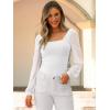 image:imageANRABESS Womens Square Neck Mesh Long Sleeve Tops Double Lined Dressy Business Casual Blouses Shirts 2025 Fall OutfitsWhite