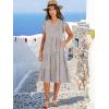 image:imageANRABESS Womens Summer Dress Ruffle Sleeve V Neck Midi Dresses Fashion Casual Fit Flowy Tiered Boho Beach Vacation SundressGrey Khaki Polka Dot