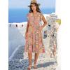 image:imageANRABESS Womens Summer Dress Ruffle Sleeve V Neck Midi Dresses Fashion Casual Fit Flowy Tiered Boho Beach Vacation SundressGrey Pink Floral