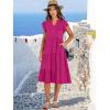 image:imageANRABESS Womens Summer Dress Ruffle Sleeve V Neck Midi Dresses Fashion Casual Fit Flowy Tiered Boho Beach Vacation SundressHot Pink