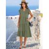 image:imageANRABESS Womens Summer Dress Ruffle Sleeve V Neck Midi Dresses Fashion Casual Fit Flowy Tiered Boho Beach Vacation SundressOlive
