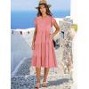 image:imageANRABESS Womens Summer Dress Ruffle Sleeve V Neck Midi Dresses Fashion Casual Fit Flowy Tiered Boho Beach Vacation SundressPeach