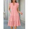 image:imageANRABESS Womens Summer Dress Ruffle Sleeve V Neck Midi Dresses Fashion Casual Fit Flowy Tiered Boho Beach Vacation SundressPeach