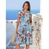 image:imageANRABESS Womens Summer Dress Ruffle Sleeve V Neck Midi Dresses Fashion Casual Fit Flowy Tiered Boho Beach Vacation SundressPink Yellow Navy Floral