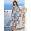 image:imageANRABESS Womens Summer Dress Ruffle Sleeve V Neck Midi Dresses Fashion Casual Fit Flowy Tiered Boho Beach Vacation SundressPink Yellow Navy Floral