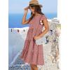 image:imageANRABESS Womens Summer Dress Ruffle Sleeve V Neck Midi Dresses Fashion Casual Fit Flowy Tiered Boho Beach Vacation SundressRust Red White Dot