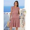 image:imageANRABESS Womens Summer Dress Ruffle Sleeve V Neck Midi Dresses Fashion Casual Fit Flowy Tiered Boho Beach Vacation SundressRust Red White Dot