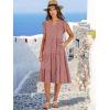 image:imageANRABESS Womens Summer Dress Ruffle Sleeve V Neck Midi Dresses Fashion Casual Fit Flowy Tiered Boho Beach Vacation SundressRust Red White Dot