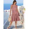 image:imageANRABESS Womens Summer Dress Ruffle Sleeve V Neck Midi Dresses Fashion Casual Fit Flowy Tiered Boho Beach Vacation SundressRust Red White Dot