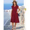 image:imageANRABESS Womens Summer Dress Ruffle Sleeve V Neck Midi Dresses Fashion Casual Fit Flowy Tiered Boho Beach Vacation SundressWine Red