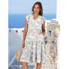 image:imageANRABESS Womens Summer Dress Ruffle Sleeve V Neck Midi Dresses Fashion Casual Fit Flowy Tiered Boho Beach Vacation SundressYellow Purple Floral