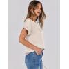 image:imageANRABESS Womens Summer Dressy Casual Short Sleeve Shirts Crewneck Satin 2026 Business Office Work Blouse TopsAlmond