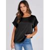 image:imageANRABESS Womens Summer Dressy Casual Short Sleeve Shirts Crewneck Satin 2026 Business Office Work Blouse TopsBlack