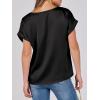 image:imageANRABESS Womens Summer Dressy Casual Short Sleeve Shirts Crewneck Satin 2026 Business Office Work Blouse TopsBlack