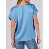 image:imageANRABESS Womens Summer Dressy Casual Short Sleeve Shirts Crewneck Satin 2026 Business Office Work Blouse TopsBlue