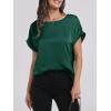 image:imageANRABESS Womens Summer Dressy Casual Short Sleeve Shirts Crewneck Satin 2026 Business Office Work Blouse TopsGreen