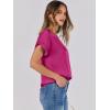 image:imageANRABESS Womens Summer Dressy Casual Short Sleeve Shirts Crewneck Satin 2026 Business Office Work Blouse TopsHot Pink