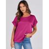 image:imageANRABESS Womens Summer Dressy Casual Short Sleeve Shirts Crewneck Satin 2026 Business Office Work Blouse TopsHot Pink