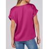 image:imageANRABESS Womens Summer Dressy Casual Short Sleeve Shirts Crewneck Satin 2026 Business Office Work Blouse TopsHot Pink