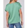 image:imageANRABESS Womens Summer Dressy Casual Short Sleeve Shirts Crewneck Satin 2026 Business Office Work Blouse TopsLight Green