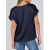 image:imageANRABESS Womens Summer Dressy Casual Short Sleeve Shirts Crewneck Satin 2026 Business Office Work Blouse TopsNavy Blue