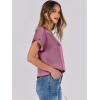 image:imageANRABESS Womens Summer Dressy Casual Short Sleeve Shirts Crewneck Satin 2026 Business Office Work Blouse TopsPink Purple