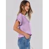 image:imageANRABESS Womens Summer Dressy Casual Short Sleeve Shirts Crewneck Satin 2026 Business Office Work Blouse TopsPurple
