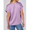 image:imageANRABESS Womens Summer Dressy Casual Short Sleeve Shirts Crewneck Satin 2026 Business Office Work Blouse TopsPurple