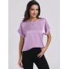 image:imageANRABESS Womens Summer Dressy Casual Short Sleeve Shirts Crewneck Satin 2026 Business Office Work Blouse TopsPurple